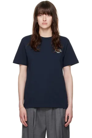 A.P.C. T-shirt bleu marine à logo
