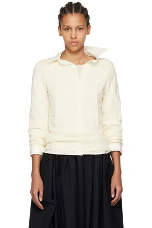 Comme des Garçons Pull blanc cassé à col à bord roulé