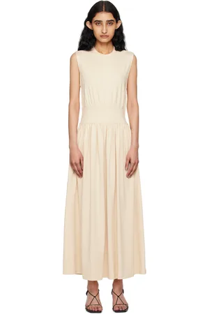 Totême Robe midi sans manches blanc cassé