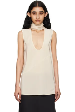 Helmut Lang Débardeur blanc cassé à foulard