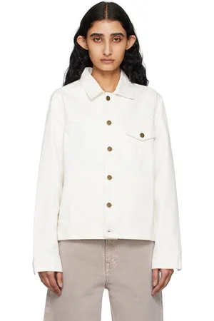 Carter Young Blouson Arch blanc en denim exclusif à SSENSE