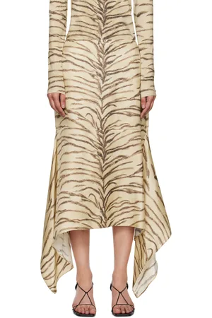 Stella McCartney Jupe midi beige à motif tigré imprimé