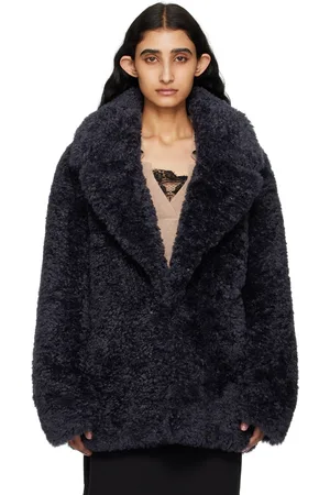 Stella McCartney Blouson bleu marine en peau retournée synthétique
