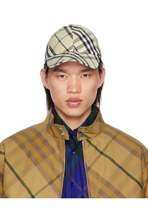 Burberry Casquette de baseball beige en coton mélangé à carreaux