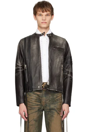 Eytys Blouson Damon brun en cuir exclusif à SSENSE