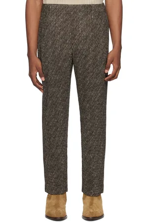 Issey Miyake Pantalon brun à rayures diagonales