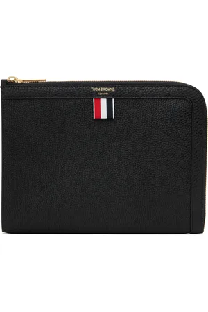 Thom Browne Mini pochette noire en cuir grainé