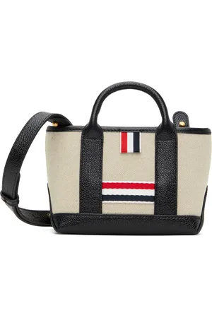 Thom Browne Mini cabas de style sac à outils beige et noir en canevas de coton
