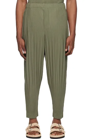 Issey Miyake Pantalon Color Pleats vert