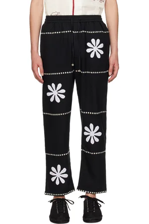 HARAGO Pantalon noir à appliqués