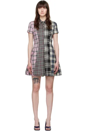 Msgm Robe courte noire à carreaux