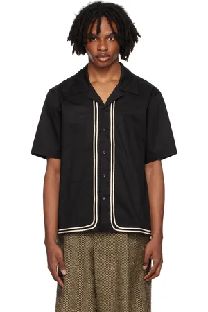 COMMAS Chemise noire à garnitures en corde tressée
