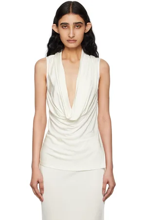 Helmut Lang Débardeur blanc cassé à col bénitier