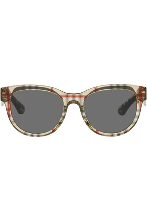 Burberry Lunettes de soleil rondes beiges à carreaux
