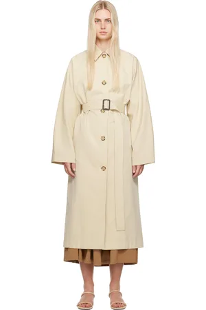 Totême Trench brun clair en coton bio et soie foulonnés