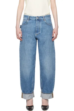 Bottega Veneta Jean rétro bleu en denim à revers roulés