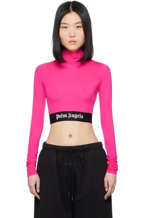 Palm Angels T-shirt à manches longues écourté rose