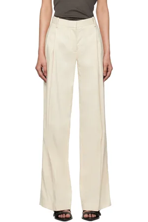 Helmut Lang Pantalon blanc cassé à plis
