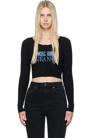 Moschino Cardigan noir en tricot côtelé