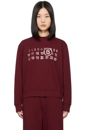 Maison Margiela Pull molletonné bourgogne à logo numérique imprimé