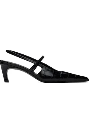 Totême Chaussures à talon aiguille noires à bride arrière et à bout pointu