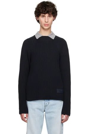 Ami Pull bleu marine à écusson à logo