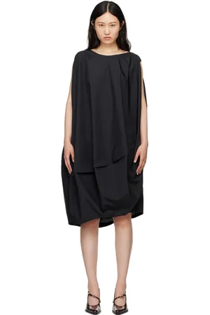 Issey Miyake Robe midi bouffante et drapée noire