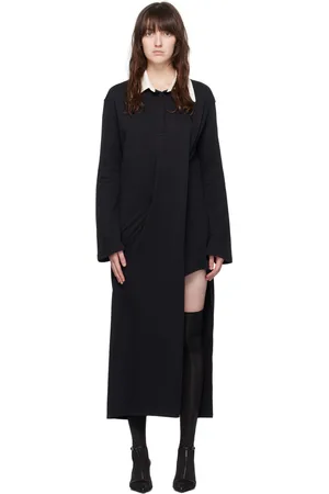 Courrèges Robe longue noire à assemblage torsadé