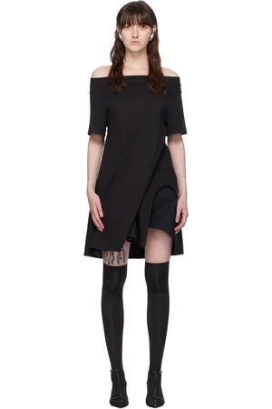 Courrèges Robe courte noire à col bateau