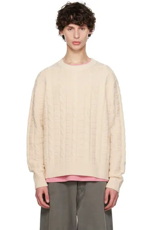 Acne Studios Pull blanc cassé en tricot câblé