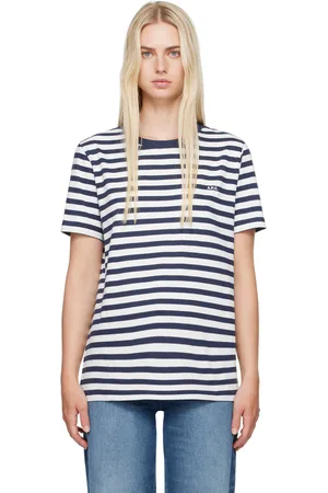 A.P.C. T-shirt bleu marine et blanc à rayures