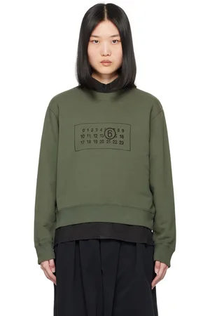 Maison Margiela Pull molletonné vert à logo numérique imprimé