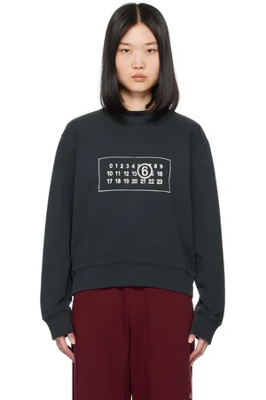 Maison Margiela Pull molletonné noir à logo numérique imprimé