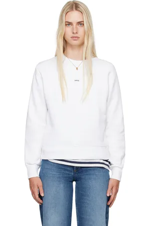 A.P.C. Pull molletonné droit blanc à logo imprimé