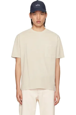A.P.C. T-shirt droit blanc cassé à étiquette à logo