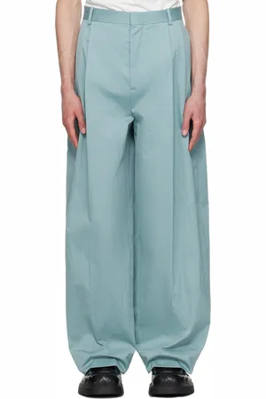 Bottega Veneta Pantalon bleu en coton compact