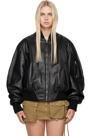 The Attico Blouson aviateur Anja noir en cuir