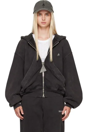 The Attico Pull à capuche noir à effet délavé