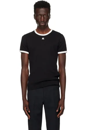 Courrèges T-shirt noir à logo et bordures contrastés