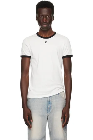 Courrèges T-shirt blanc à logo et à bordures contrastées
