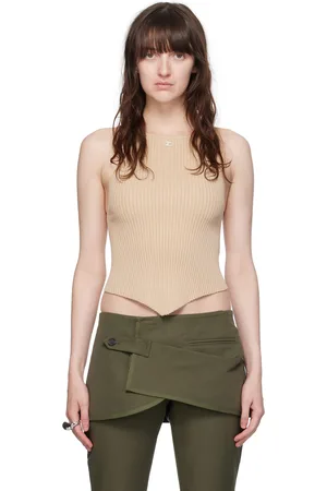 Courrèges Débardeur beige à ourlet mouchoir