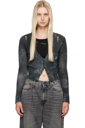 R13 Cardigan écourté gris