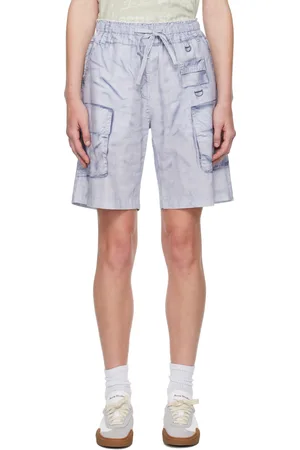 Acne Studios Short bleu à image et écusson trompe l