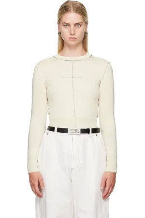 Maison Margiela Pull blanc cassé en laine vierge