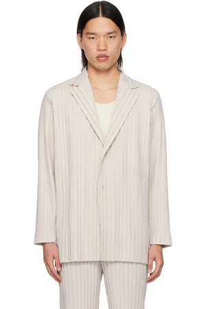 Issey Miyake Veston Ensemble beige à plis ronds