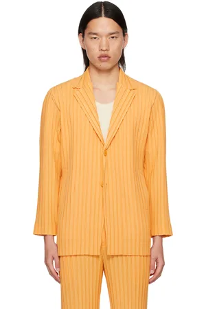 Issey Miyake Veston Ensemble orange à plis ronds