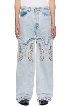 Y / PROJECT Jean bleu à revers étagés de style western exclusif à SSENSE