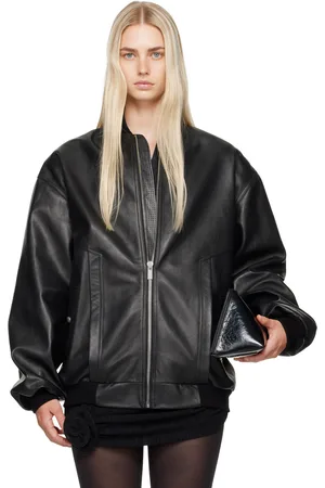 MAGDA BUTRYM Blouson surdimensionné noir en cuir