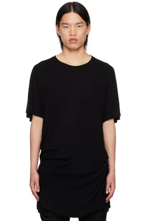 JULIUS T-shirt noir à coutures latérales torsadées