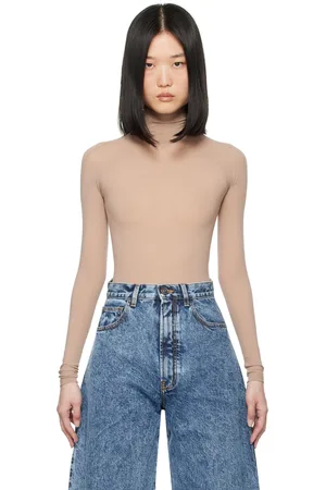 Alaïa Justaucorps beige à effet seconde peau